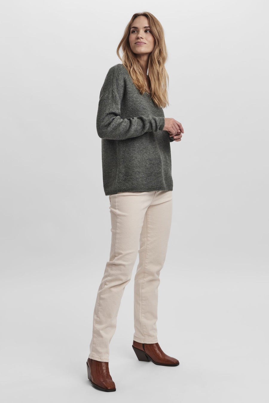 Trui met V-hals Groen - VERO MODA®