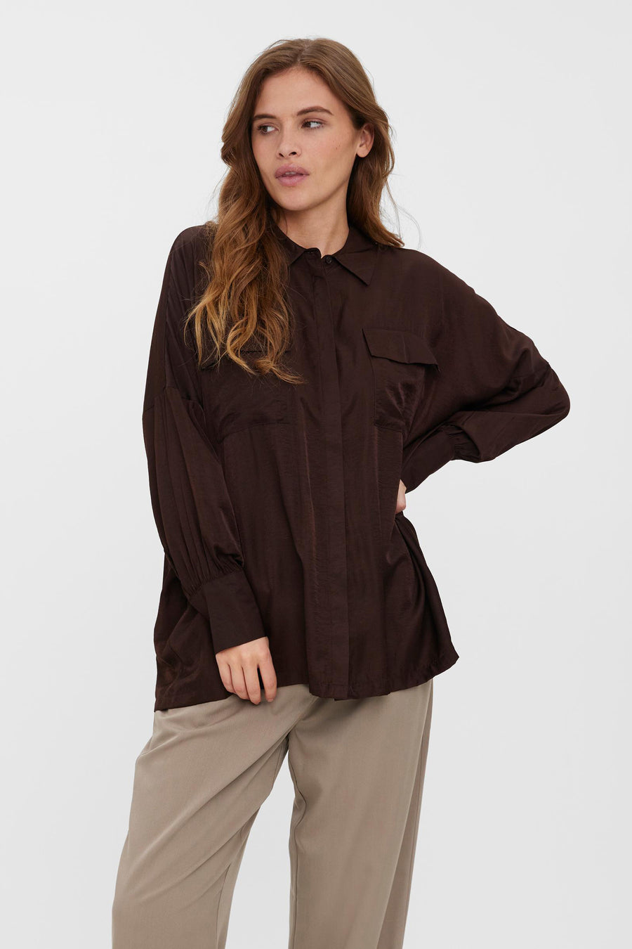Hemd (lange mouwen) Bruin - VERO MODA®