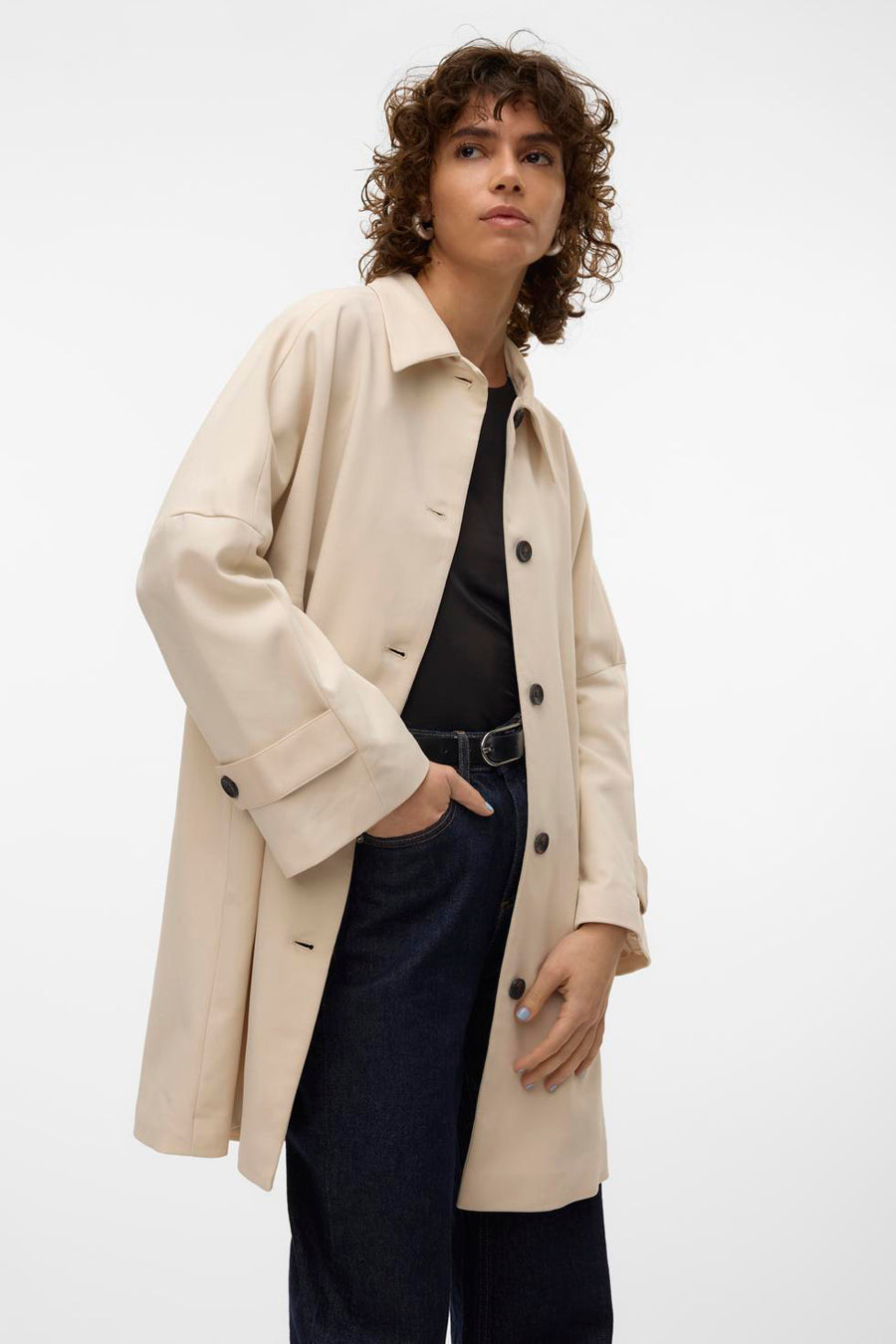 Lange jas Ecru - VERO MODA®