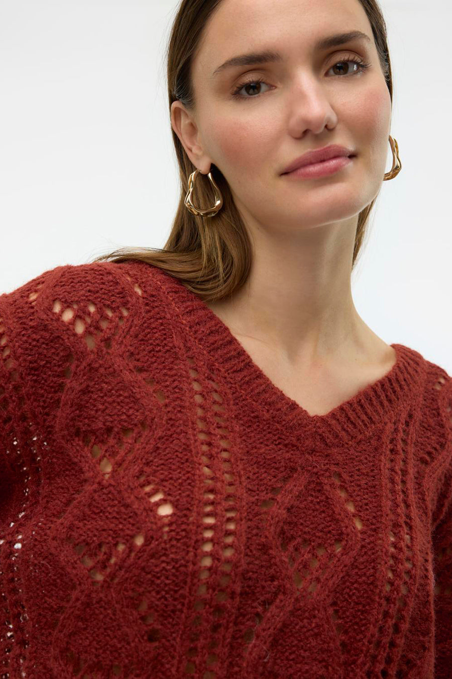 Trui met V-hals Bruin - VERO MODA®