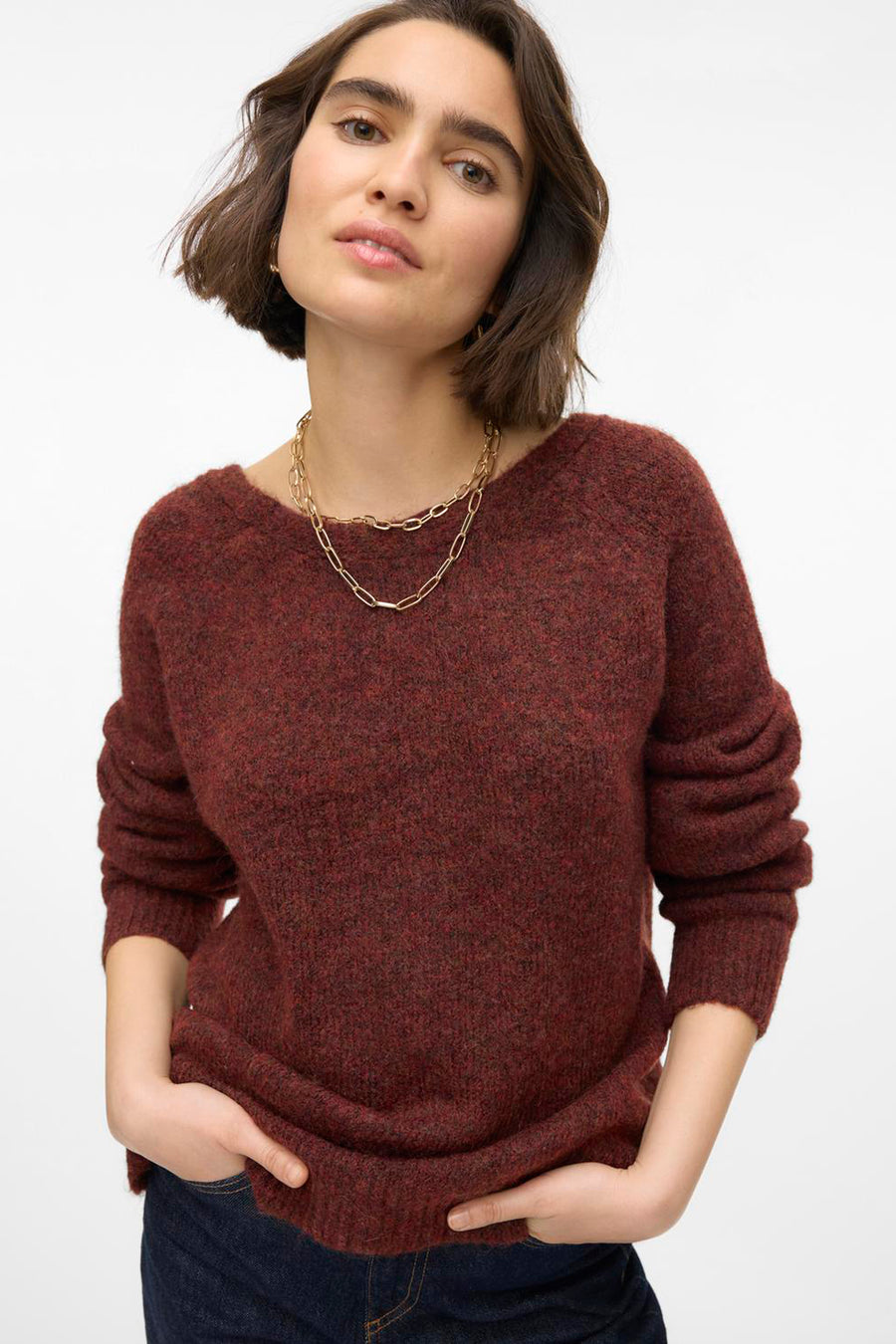 Trui met ronde hals Bruin - VERO MODA®