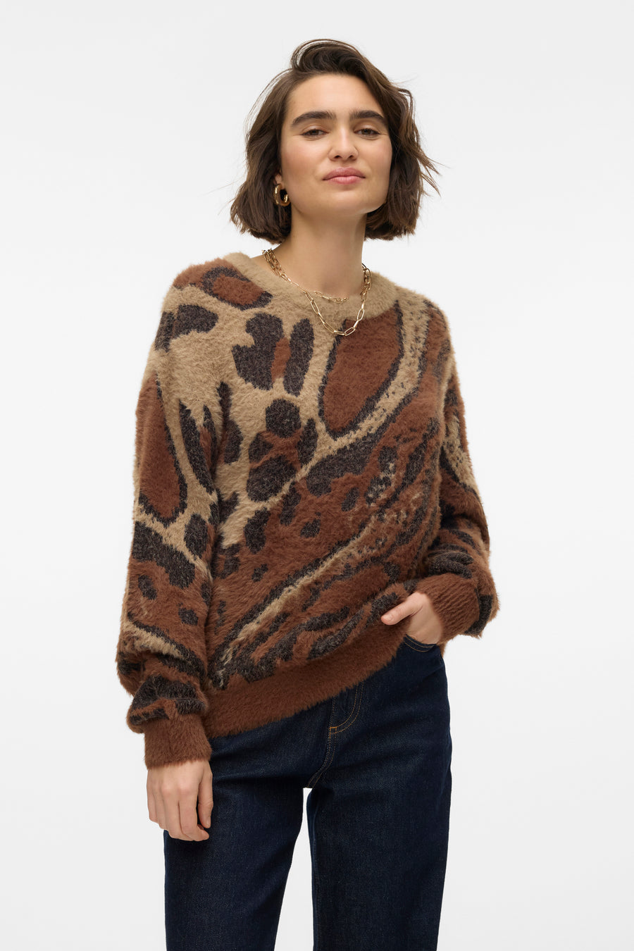 Trui met ronde hals Bruin - VERO MODA®
