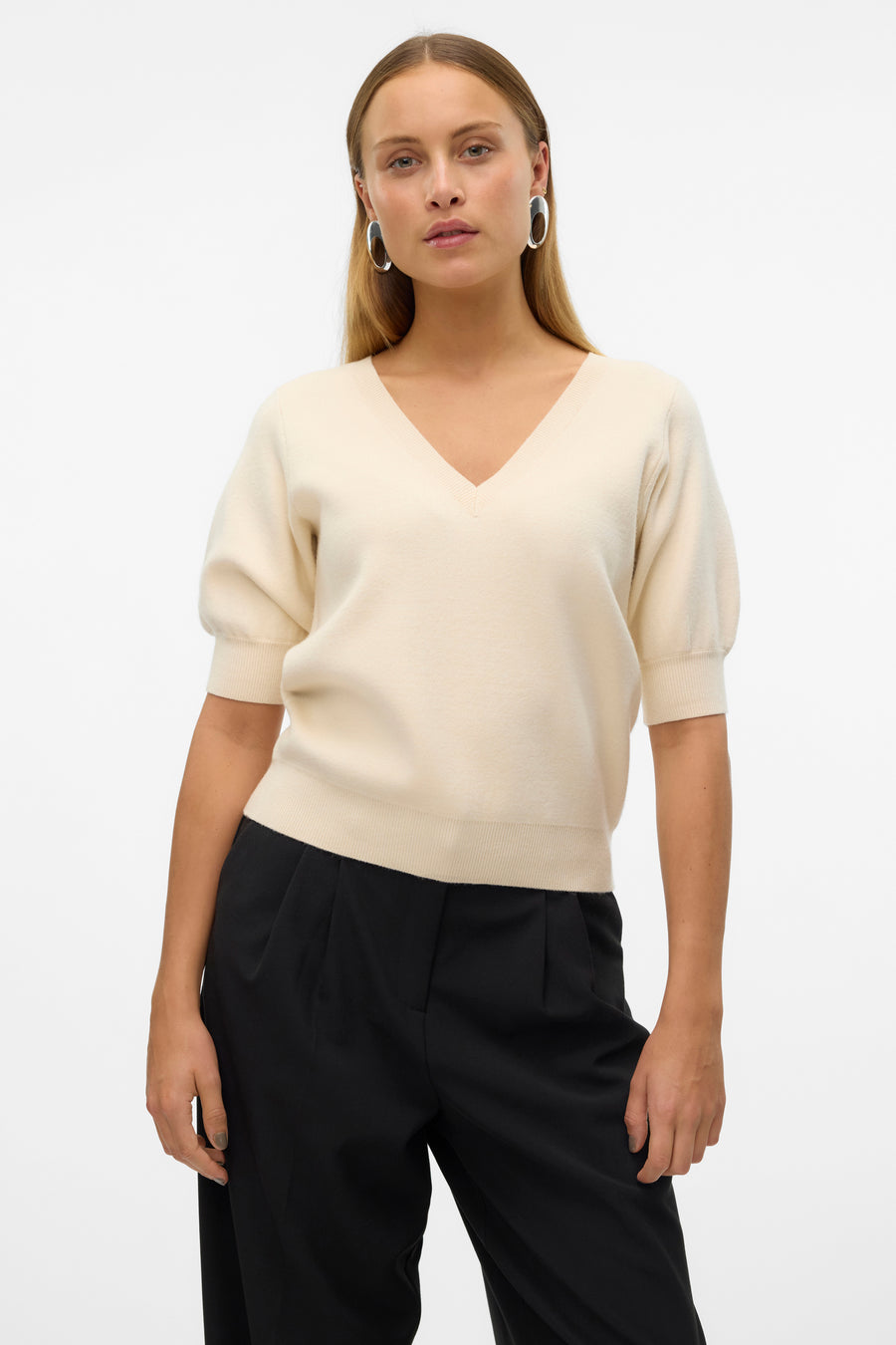 Trui met V-hals Ecru - VERO MODA®