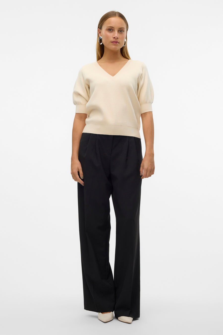 Trui met V-hals Ecru - VERO MODA®