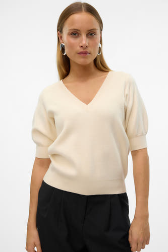 Trui met V-hals Ecru - VERO MODA®