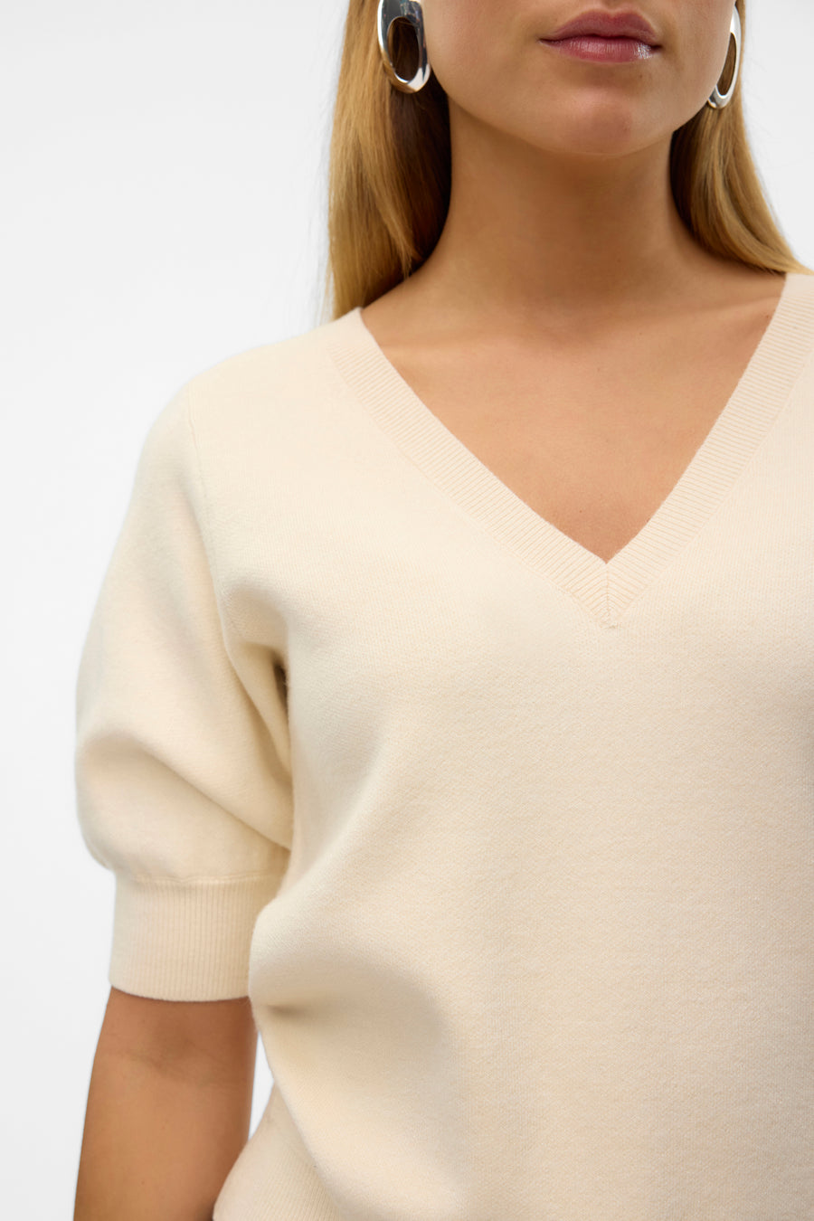 Trui met V-hals Ecru - VERO MODA®