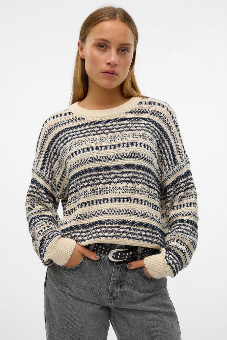 Trui met ronde hals Ecru - VERO MODA®
