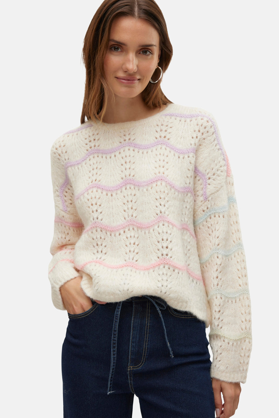 Trui met ronde hals Ecru - VERO MODA®
