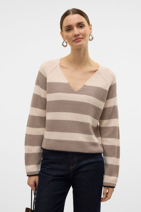 Trui met V-hals Bruin - VERO MODA®