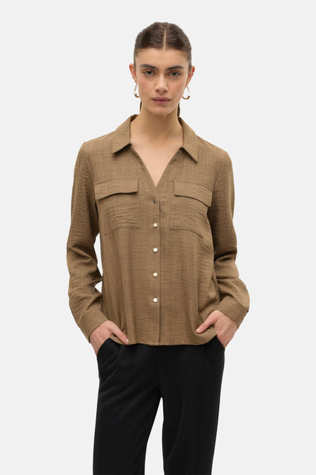 Hemd (lange mouwen) Bruin - VERO MODA®