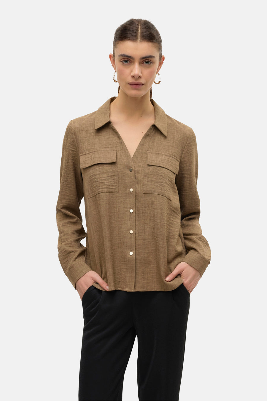 Hemd (lange mouwen) Bruin - VERO MODA®