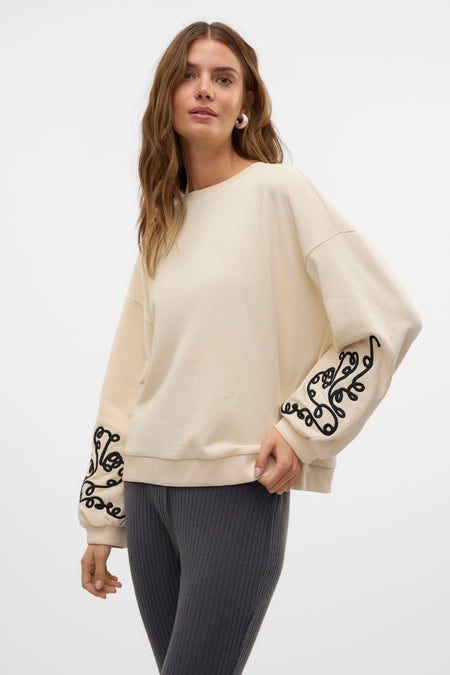 Sweater met ronde hals Ecru - VERO MODA®