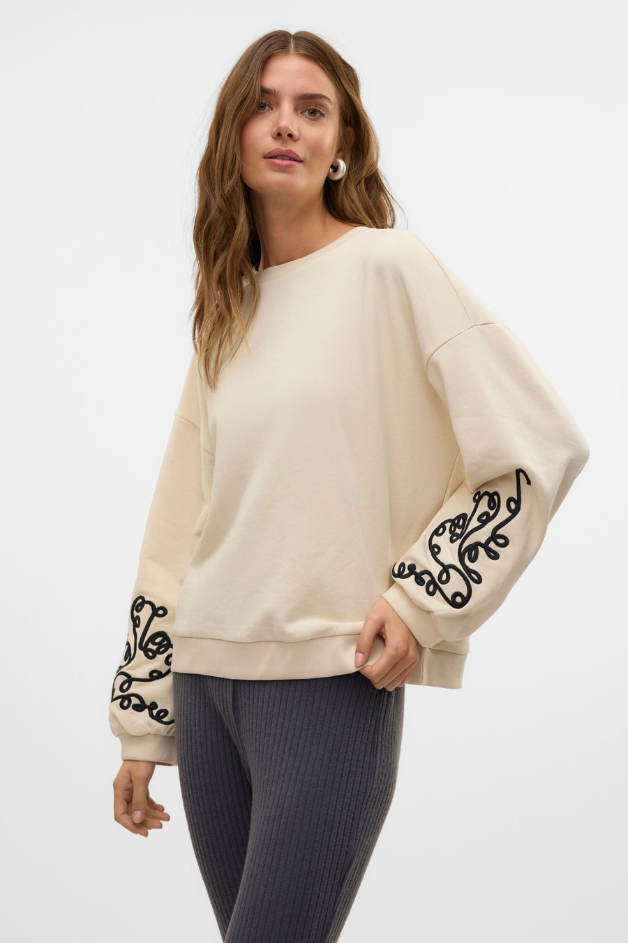 Sweater met ronde hals Ecru - VERO MODA®