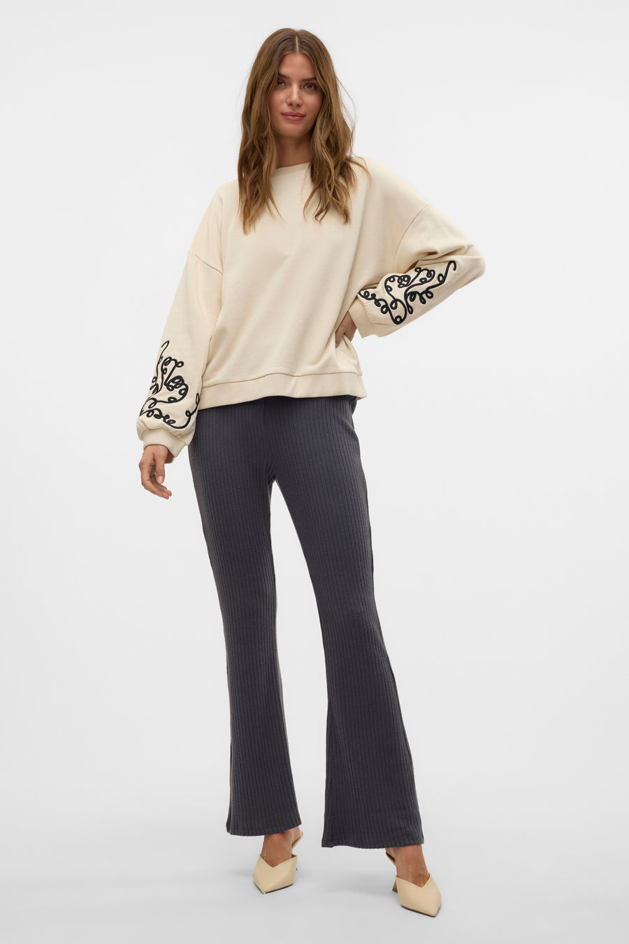 Sweater met ronde hals Ecru - VERO MODA®