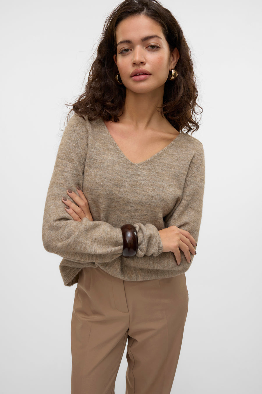 Trui met V-hals Bruin - VERO MODA®