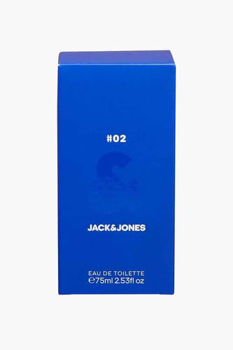 Blauw parfum van ACCESSORIES BY JACK & JONES in een rechthoekige fles met de aanduiding '#02'.
