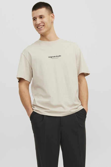 T-shirt (korte mouwen) Ecru - ORIGINALS BY JACK & JONES