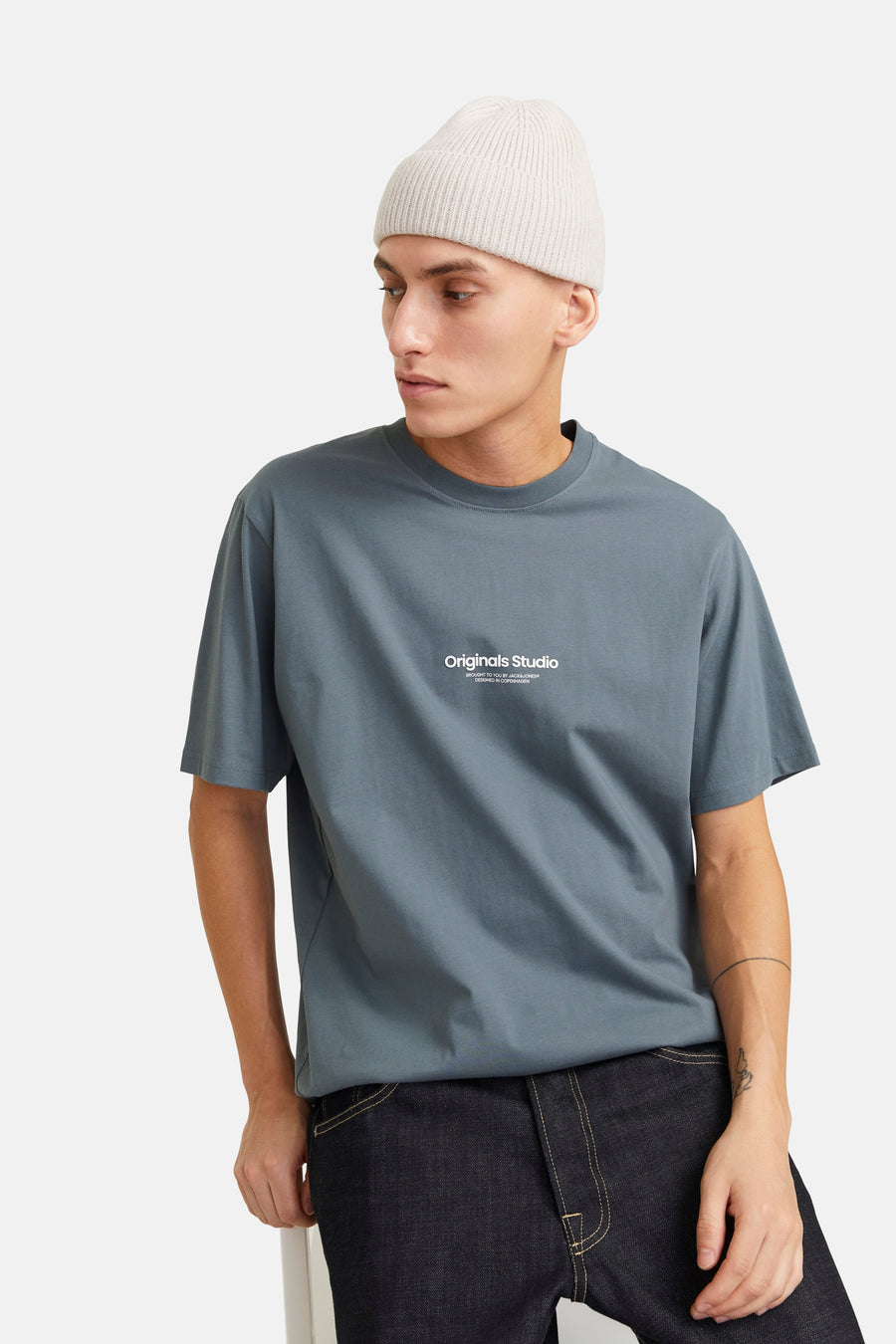 T-shirt (korte mouwen) Blauw - ORIGINALS BY JACK & JONES