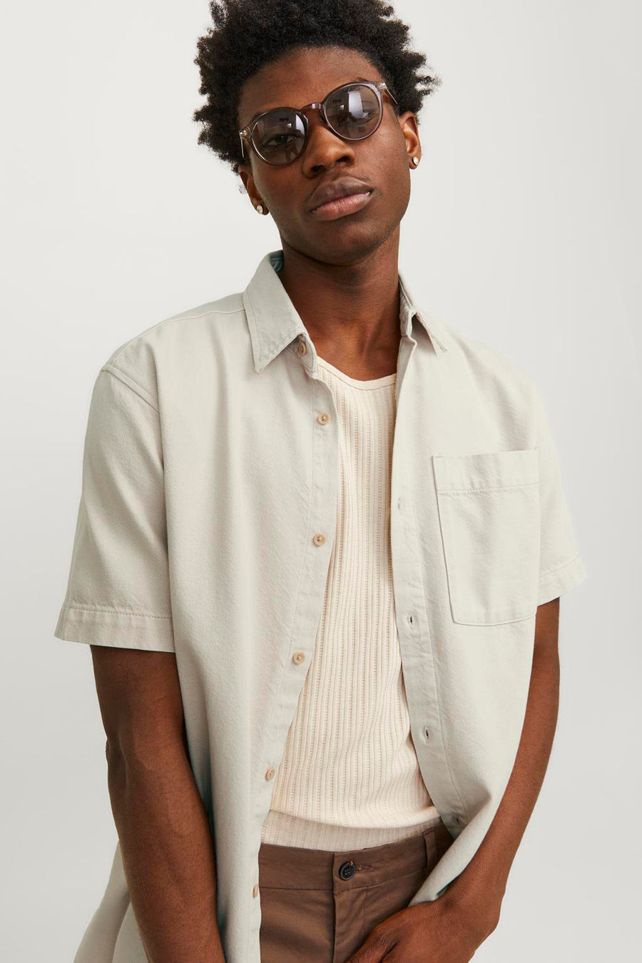 Hemd (korte mouwen) Ecru - JACK & JONES JEANS INTELLIGENCE