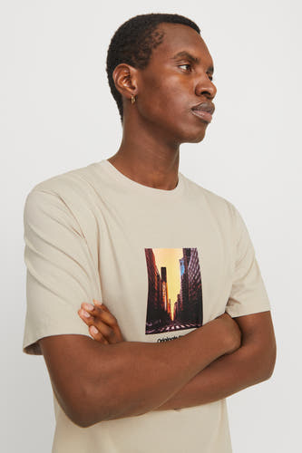 T-shirt (korte mouwen) Ecru - ORIGINALS BY JACK & JONES