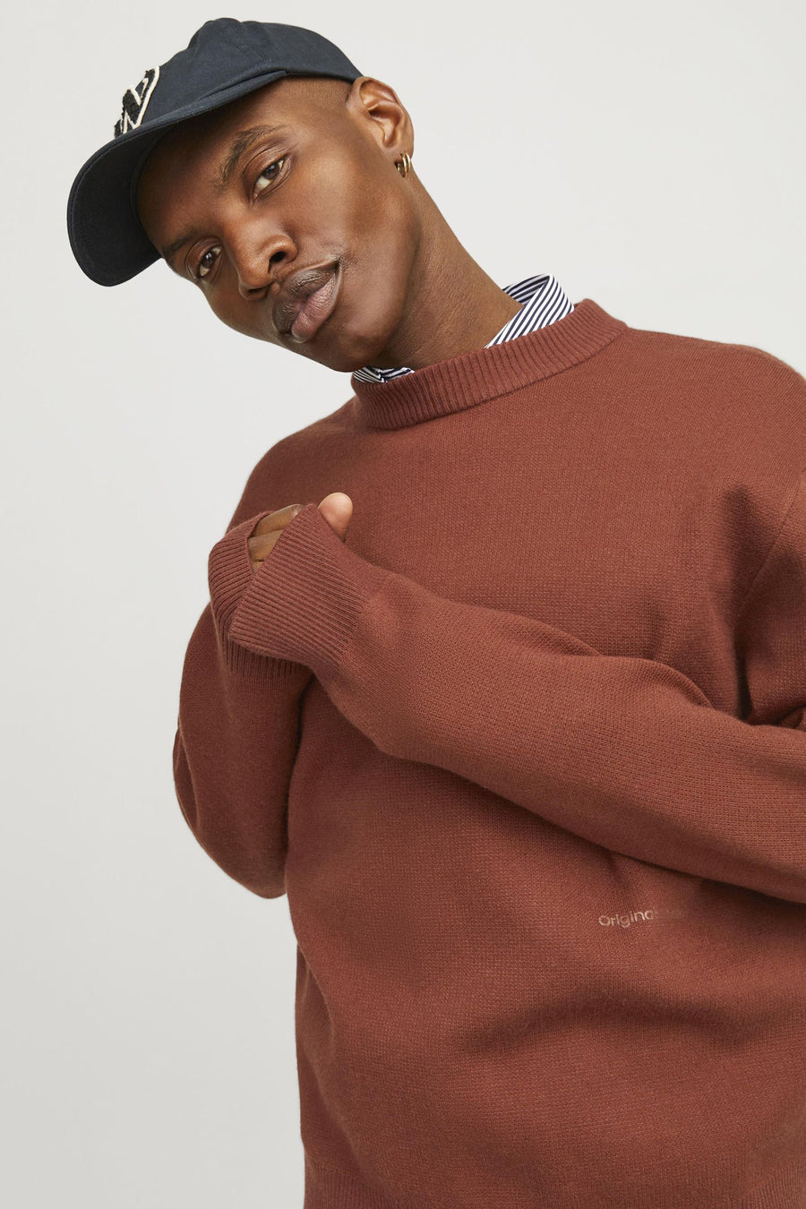 Trui met ronde hals Bruin - ORIGINALS BY JACK & JONES