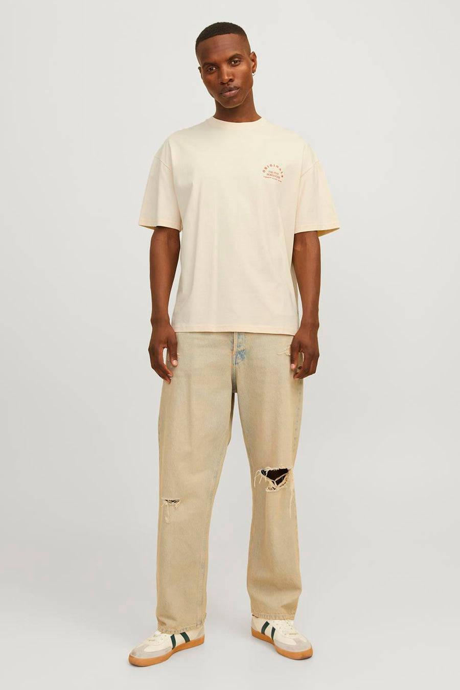 T-shirt (korte mouwen) Ecru - ORIGINALS BY JACK & JONES