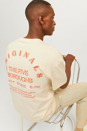 T-shirt (korte mouwen) Ecru - ORIGINALS BY JACK & JONES