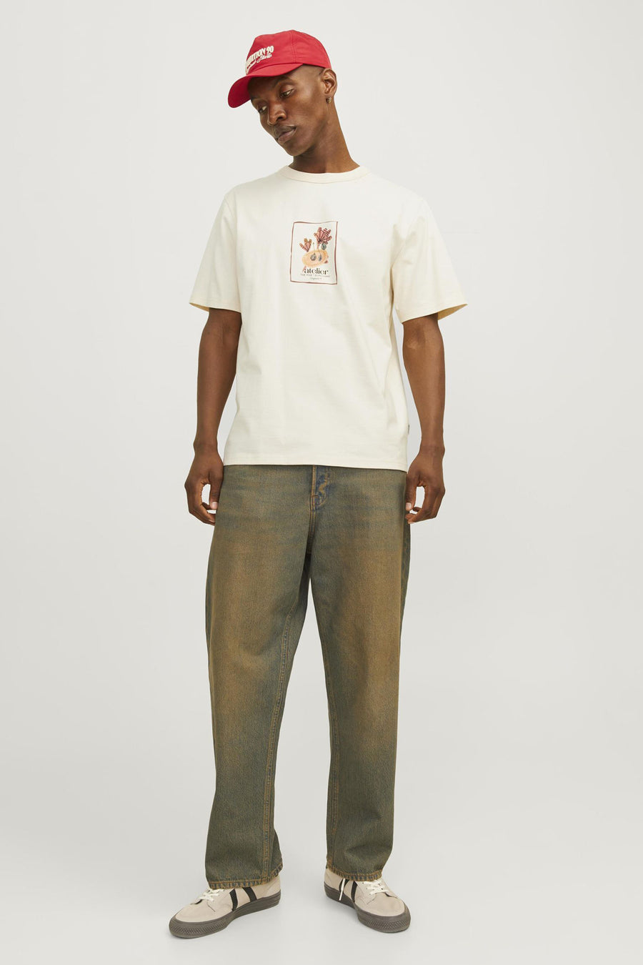 T-shirt (korte mouwen) Ecru - ORIGINALS BY JACK & JONES