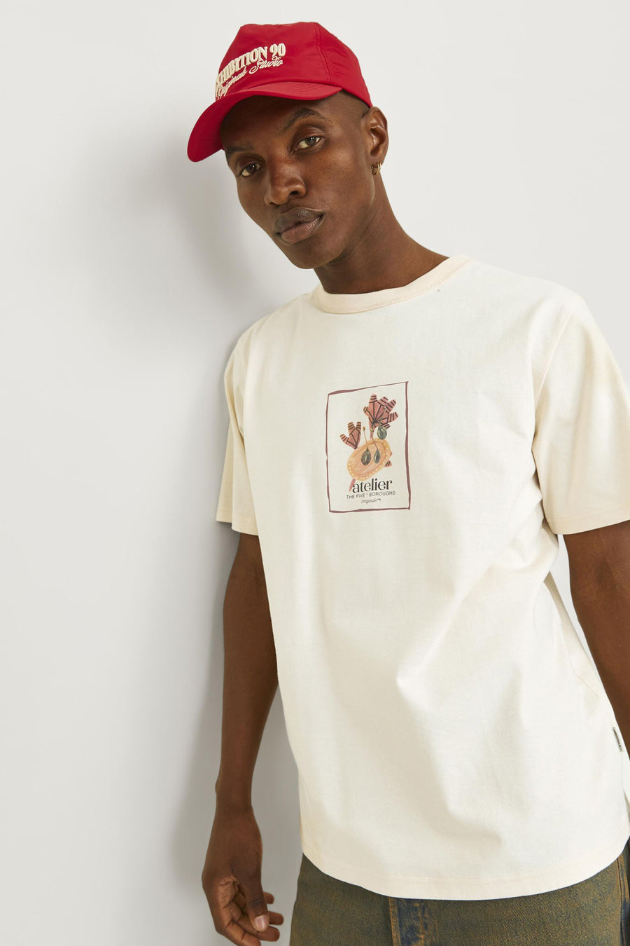 T-shirt (korte mouwen) Ecru - ORIGINALS BY JACK & JONES