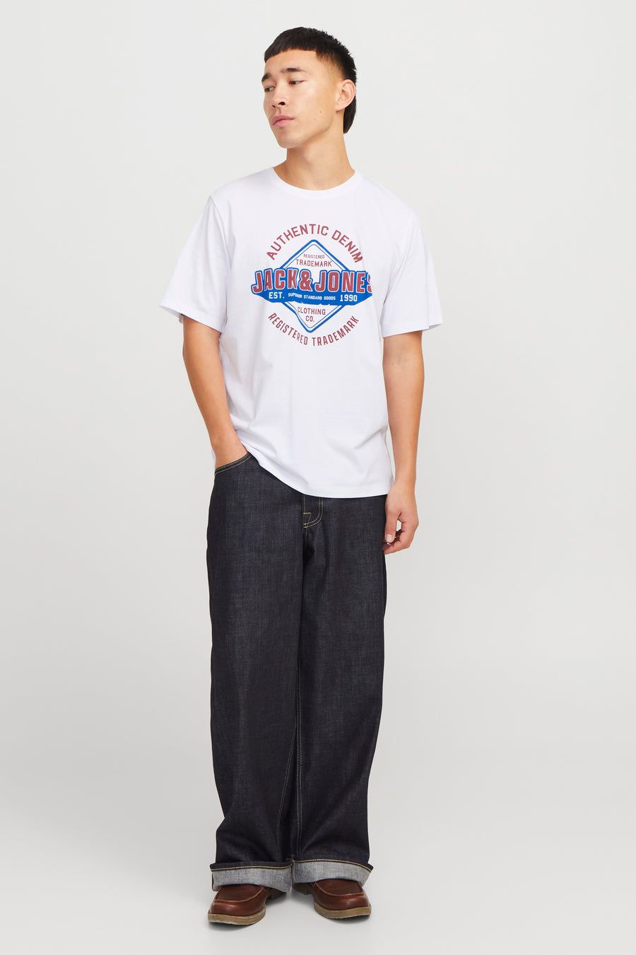 T-shirt (korte mouwen) Wit - ORIGINALS BY JACK & JONES