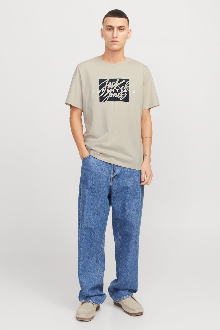 T-shirt (korte mouwen) Beige - ORIGINALS BY JACK & JONES