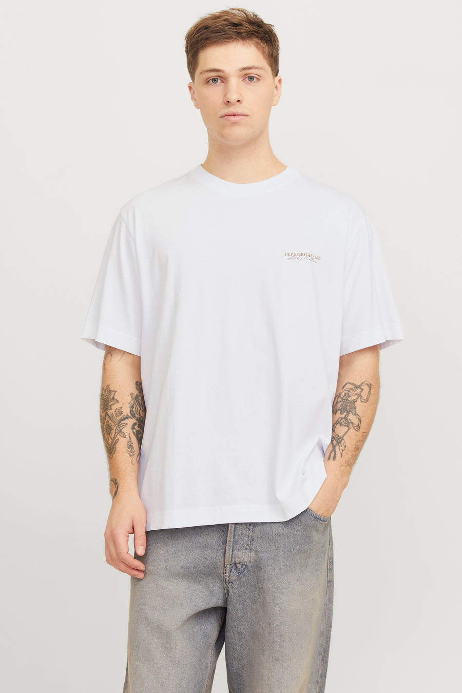 T-shirt (korte mouwen) Wit - ORIGINALS BY JACK & JONES