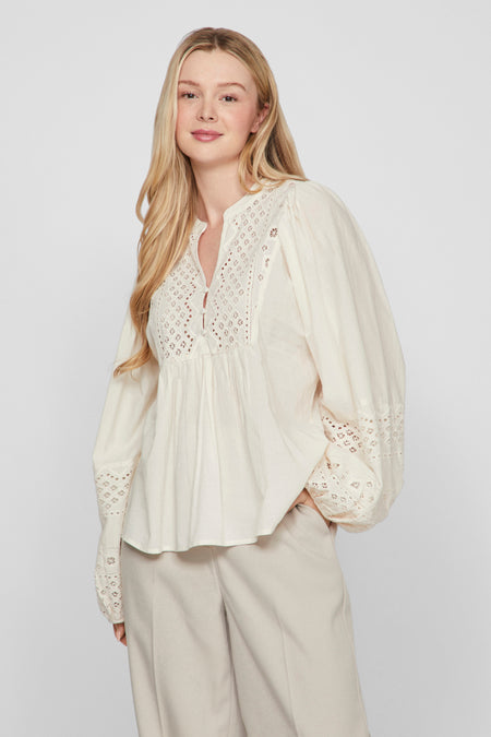 Blouse (lange mouwen) Ecru - VILA®