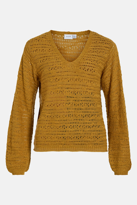 Trui met V-hals Bruin - VILA®