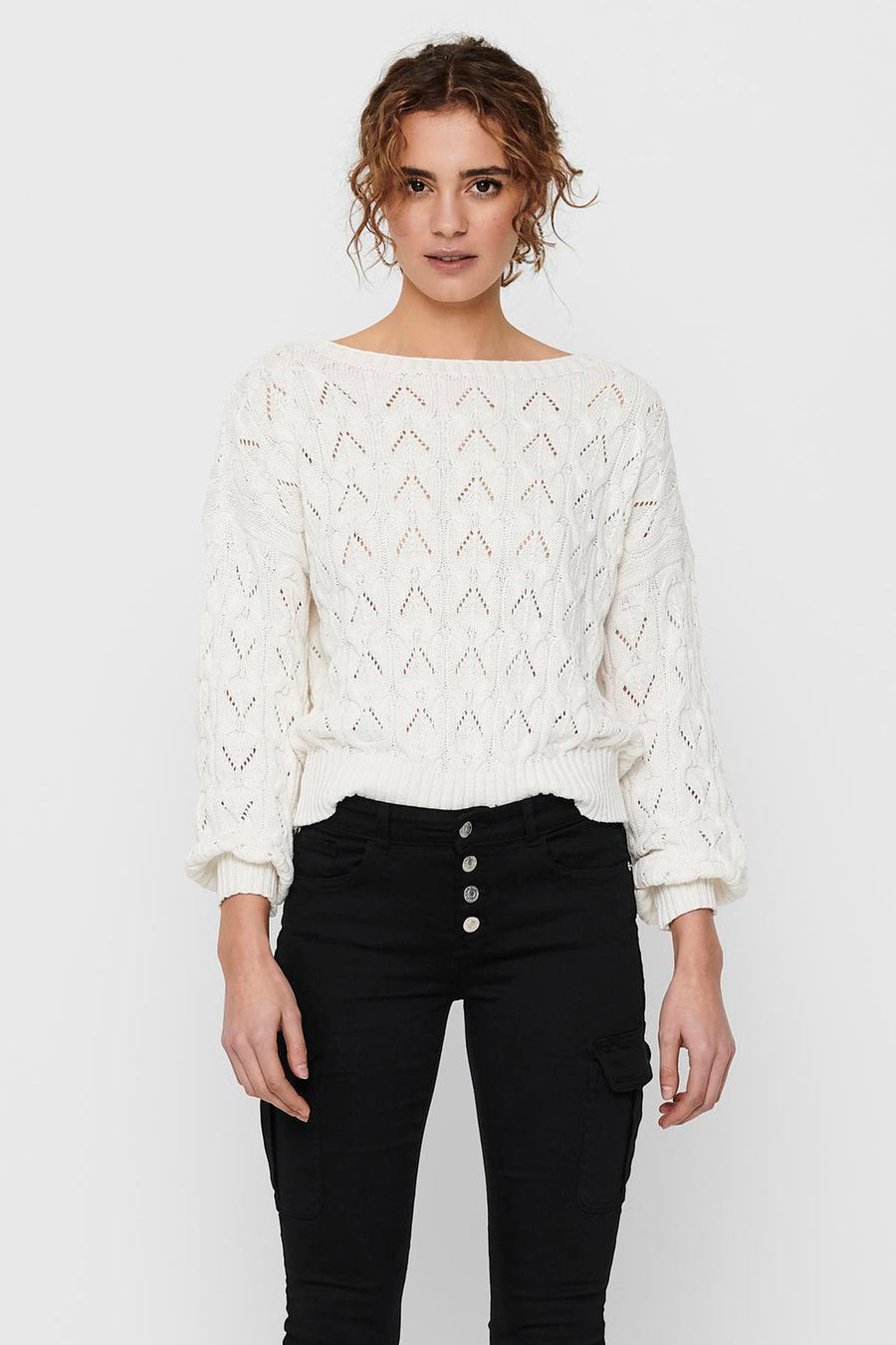 Trui met ronde hals Ecru - ONLY®