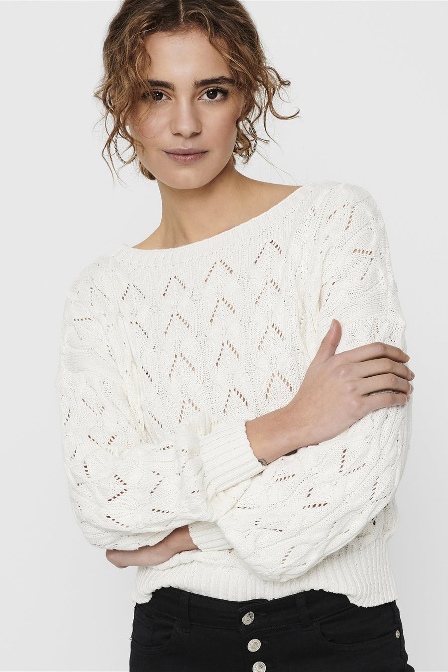 Trui met ronde hals Ecru - ONLY®
