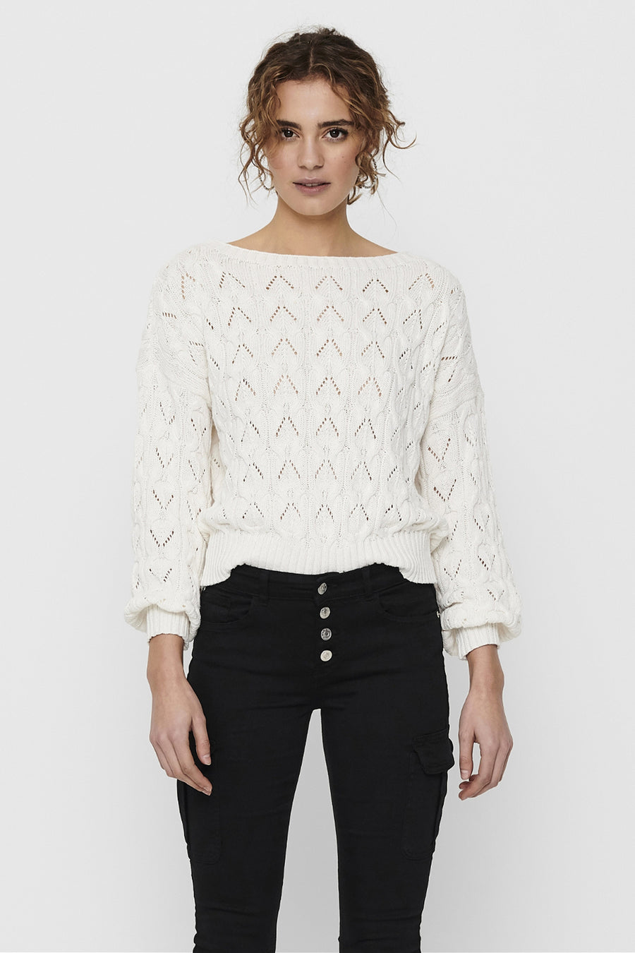 Trui met ronde hals Ecru - ONLY®