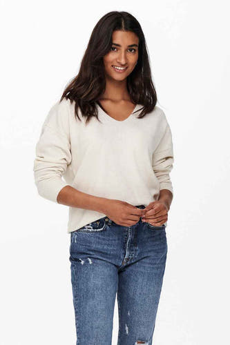 Trui met V-hals Ecru - ONLY®