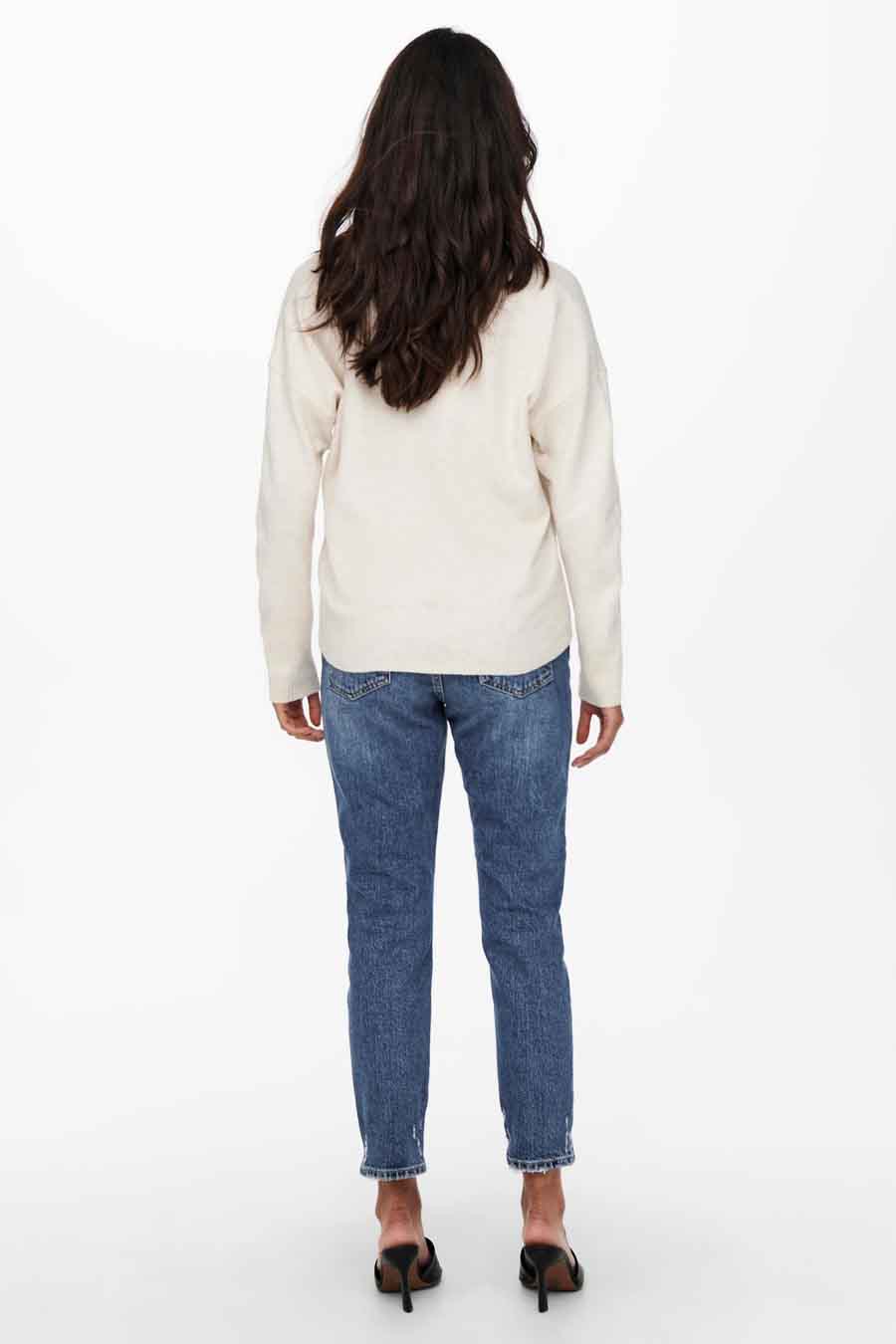 Trui met V-hals Ecru - ONLY®