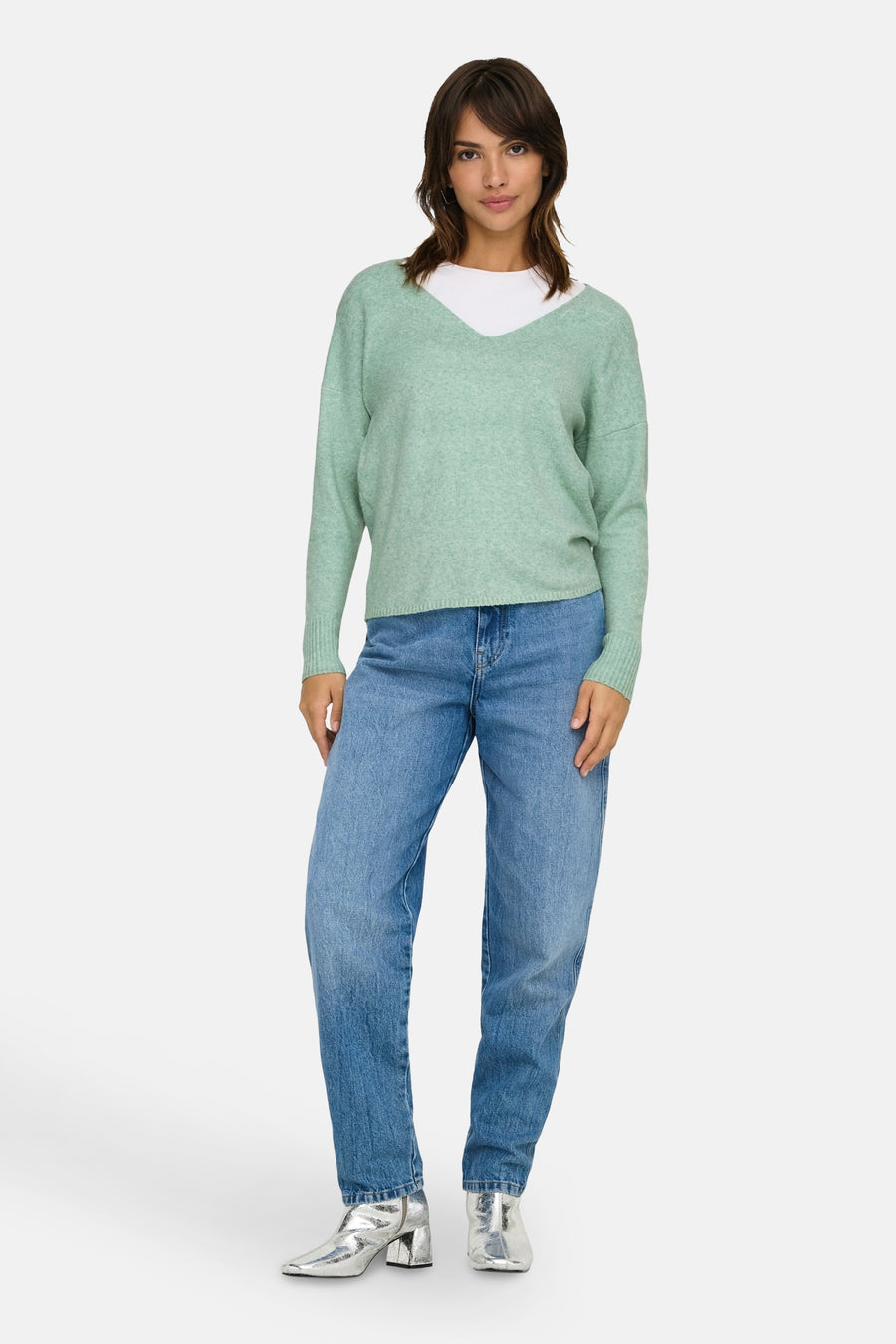 Trui met V-hals Groen - ONLY®