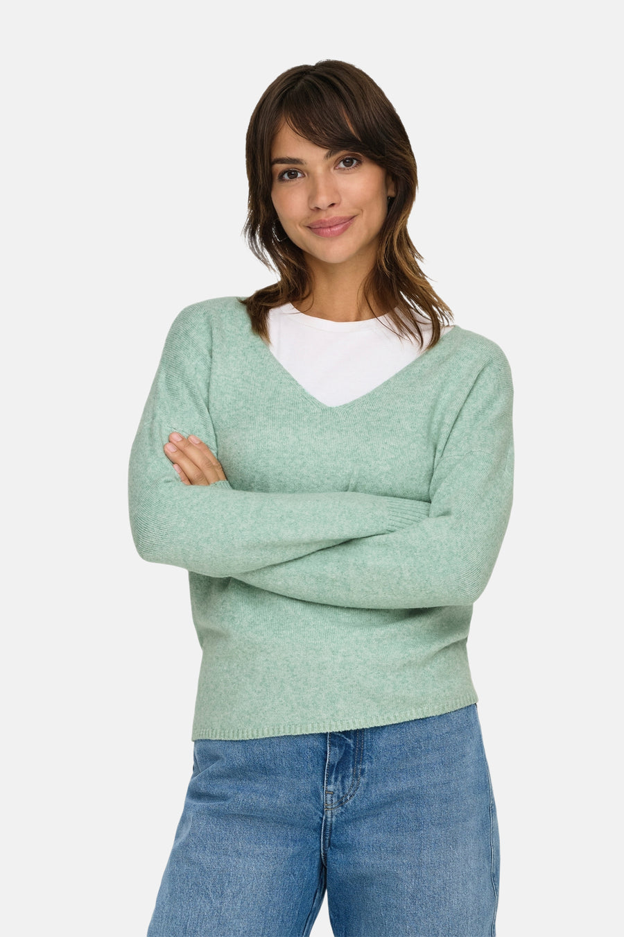 Trui met V-hals Groen - ONLY®