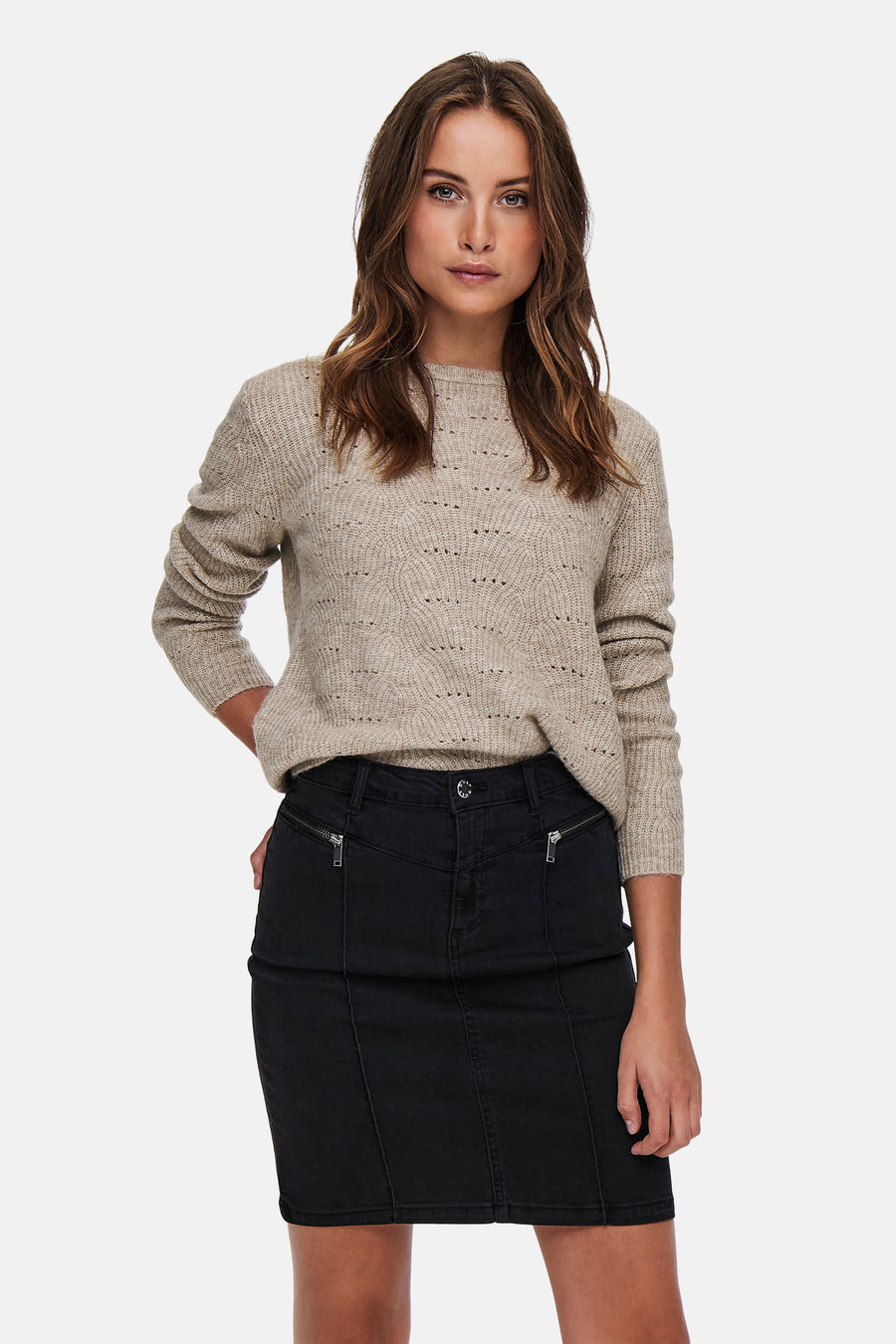 Trui met ronde hals Beige - ONLY®
