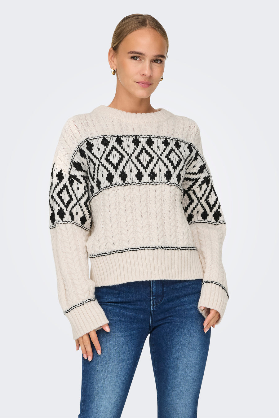 Trui met ronde hals Ecru - ONLY®
