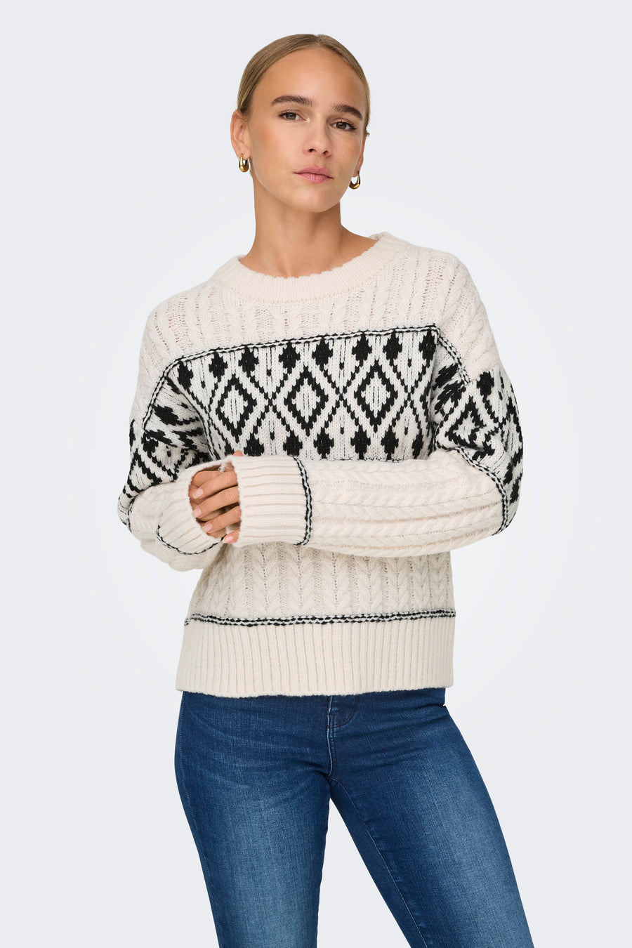 Trui met ronde hals Ecru - ONLY®