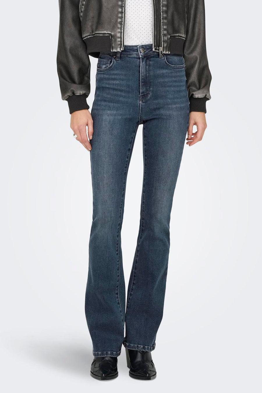 MILA FLARE - blue black denim