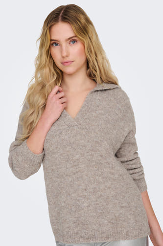 Trui met V-hals Beige - ONLY®