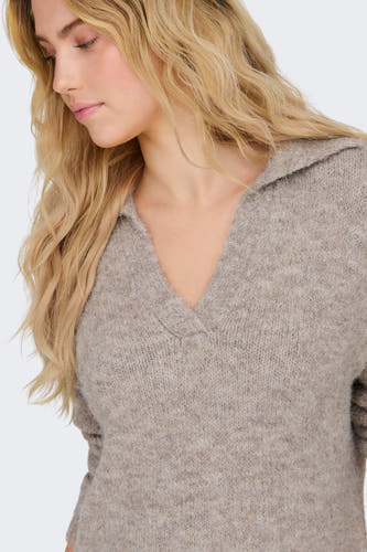 Trui met V-hals Beige - ONLY®