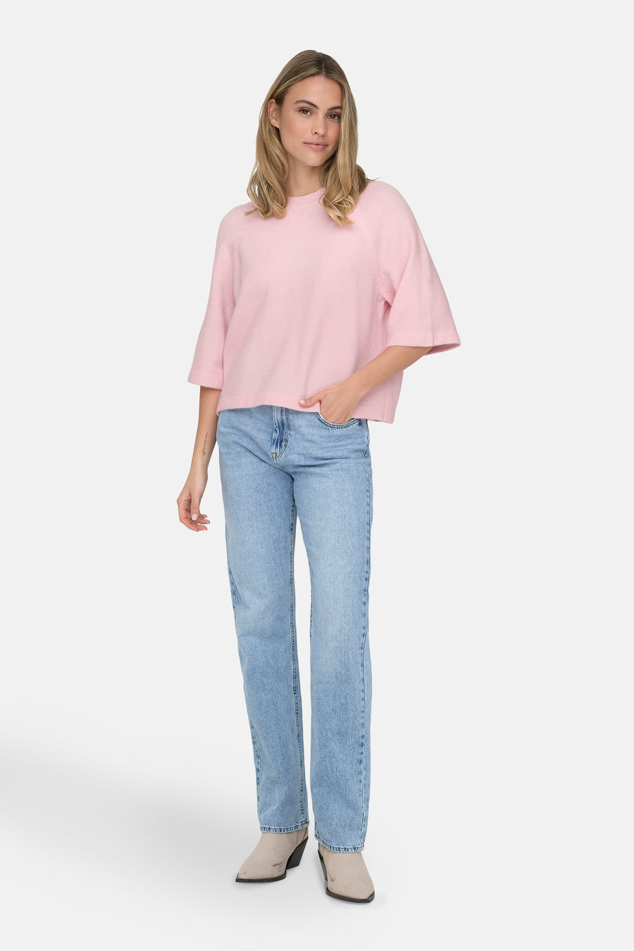 Pull met ronde hals - roze