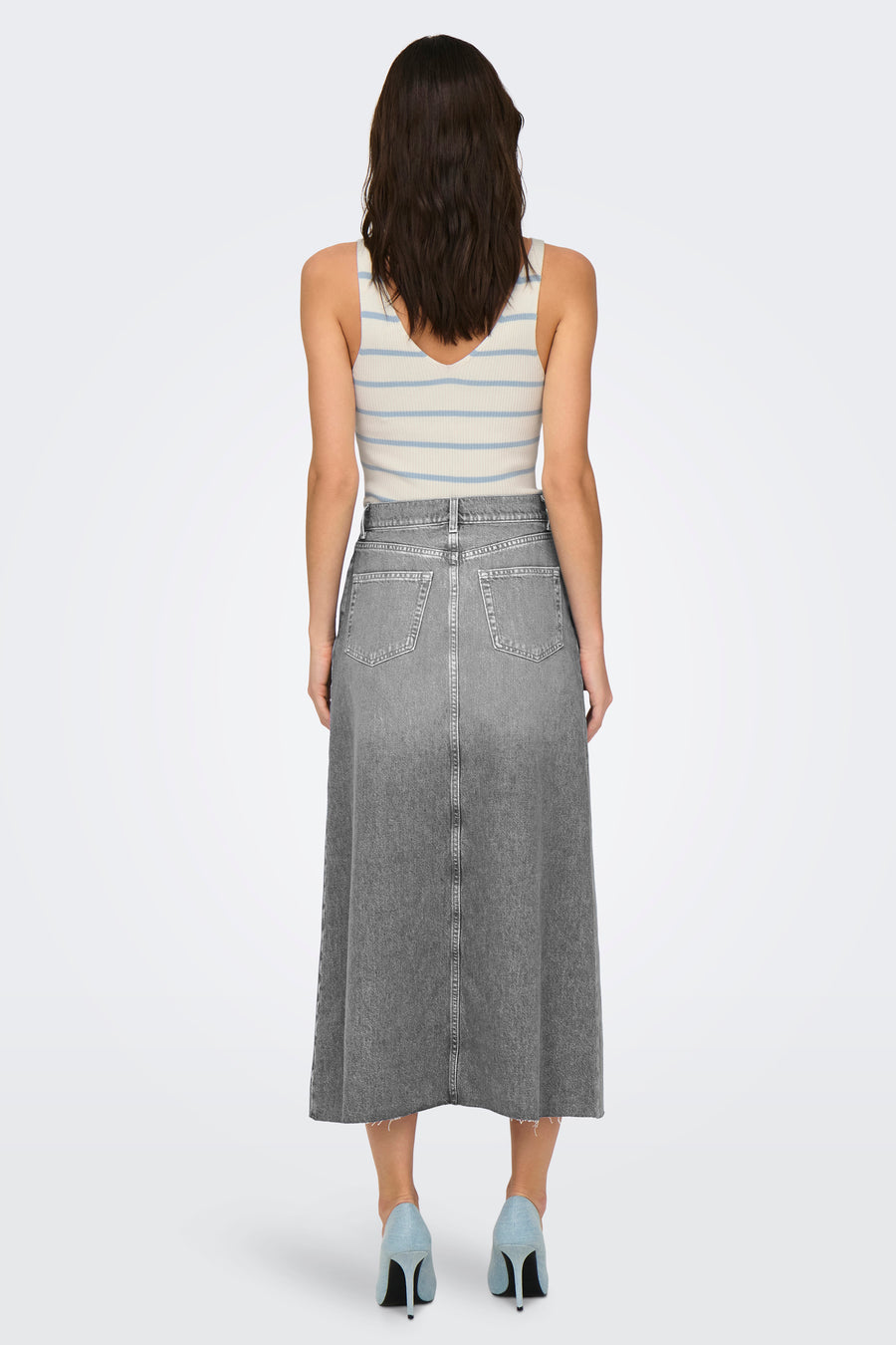 Rok (lang) Light grey denim - ONLY®