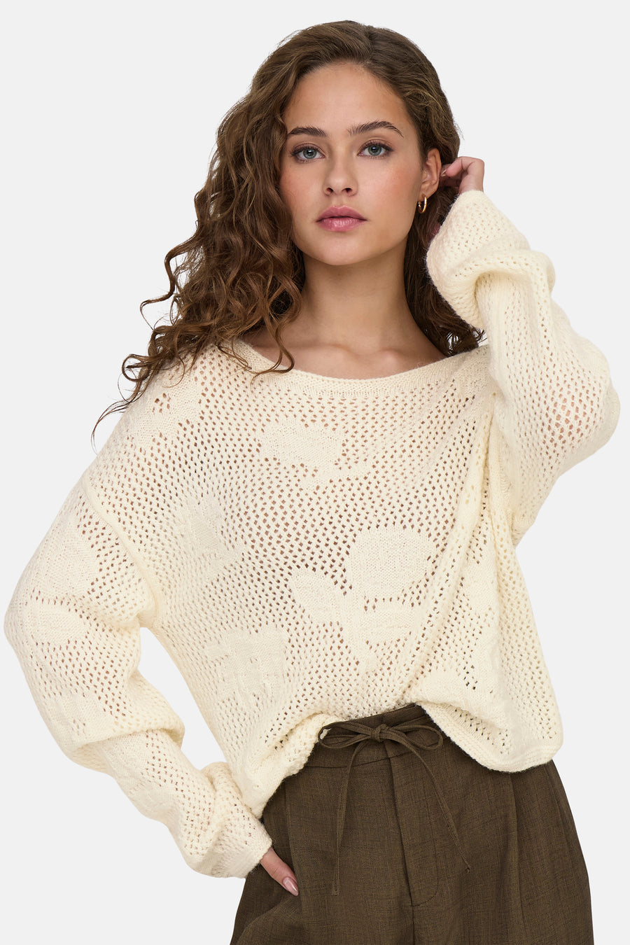 Trui met ronde hals Ecru - ONLY®